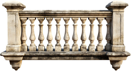 Fototapeta premium Old balustrade isolated on transparent background balustrade png