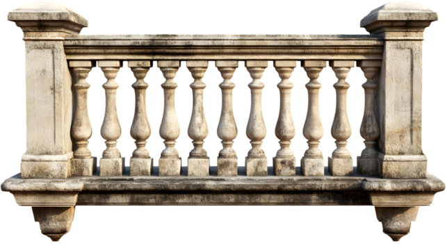 Old balustrade isolated on transparent background balustrade png