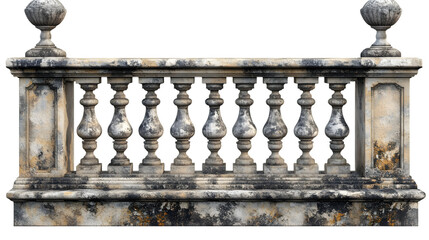 Fototapeta premium Old balustrade isolated on transparent background balustrade png