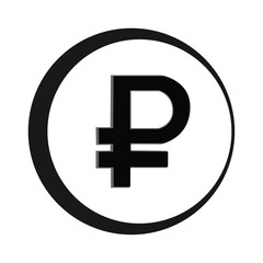Fototapeta premium Russian ruble symbol isolated on white background. Ruble currency symbol.black and white circle shape,currency icon.Vector illustration on white background.Money label.