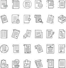 Document Icons Receipts, Bills, Invoices, and Checklist Papers