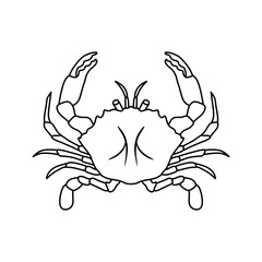 black and white crab vector illustration. seafood and fish. Stone crab flat, sea crab silhouette vector graphics.