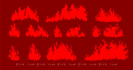 Set of fires, flame, bonfire, burning and ignition icon sign and symbol element vector illustration. Fire icons isolated.