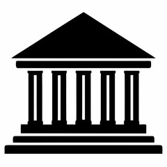 Bank Building Silhouette Vector Art