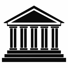 Obraz premium Bank Building Silhouette Vector Art