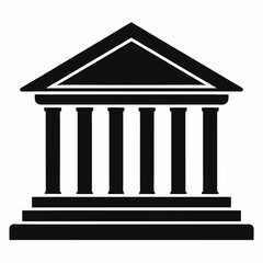 Bank Building Silhouette Vector Art