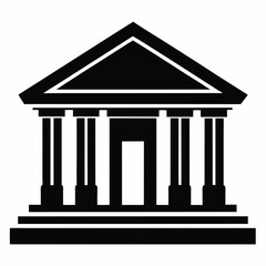 Bank Building Silhouette Vector Art