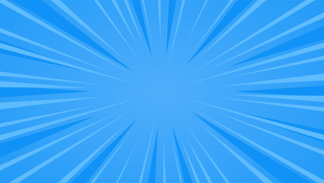 Dynamic burst blue background. Exploding sunburst vector background. 16:9 dimensions size ratio.