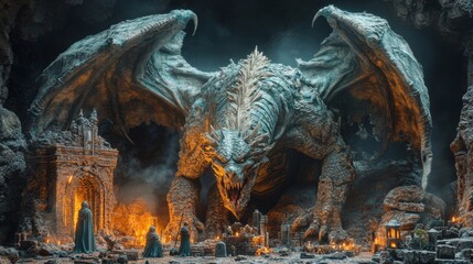 Fototapeta premium Epic Dungeon and Dragon Board Game Diorama Immersive Fantasy Adventure