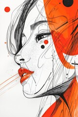 Abstract Portrait of a Woman in Bold Lines and Colors