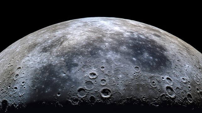 The intricate details of the lunar surface, showcasing craters and unique geological formations under a clear night sky. The image emphasizes the moon's rugged terrain