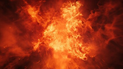 Fototapeta premium Bright flames dance wildly, filling the space with a powerful display of heat and energy. The colors blend beautifully, creating a captivating visual effect