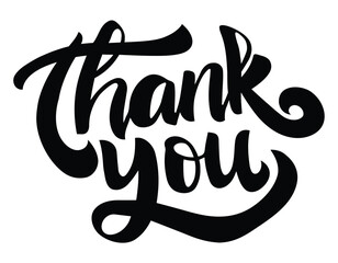 Hand-Drawn Thank You Vector Design on White Background	