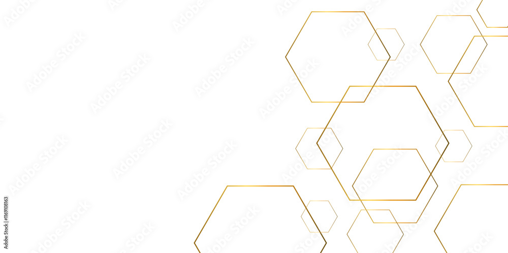 Leinwandbilder Abstract background golden hexagon stock line background. abstract artistic of geometric background Gold gradient abstract seamless vector pattern. Minimal style website banner, decoration Vector.	