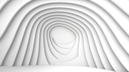 Fototapeta premium Abstract White Layered Shapes with Curved Lines Creating a 3D Depth Effect in Minimalist Design