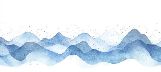 Obraz premium Abstract Blue Watercolor Mountain Range, Peaceful Landscape, Serenity and Tranquility Banner