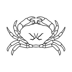 black and white crab vector illustration. seafood and fish. Stone crab flat, sea crab silhouette vector graphics.