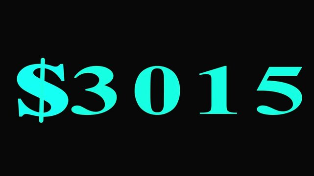 Dollars counter Profit income benefit counter animation. 4k Motion graphic number counter on blacck background.