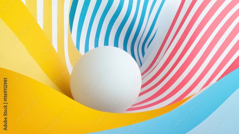 Poster abstract dynamic photography of three dimensional shapes with colorful waves and patterns