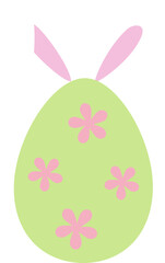 Easter egg with bunny ears icon.
Cute patterned Easter eggs with bunny ears flat vector illustration.
Transparent background.
