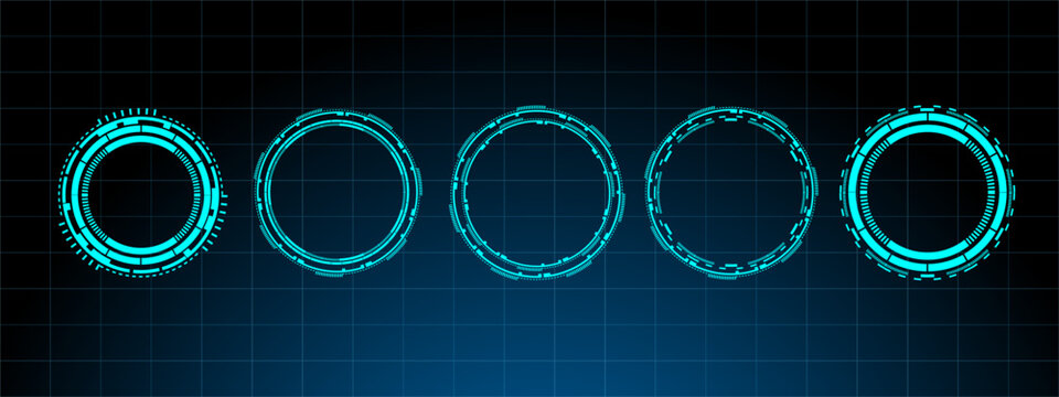 Set circle technology sci-fi and futuristic frame vector editable