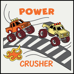 Monster Trucks Racing T-Shirt Vector Design © Design Planer