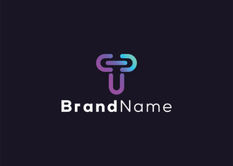 Minimalist letter T link logo template