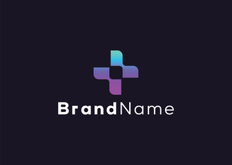 Minimalist plus technology logo template