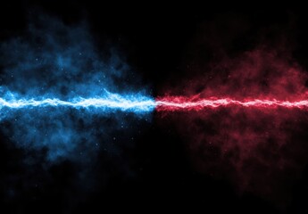 Fototapeta premium 青と赤のエネルギーが交差する幻想的な光の現象が描かれる