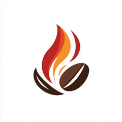Two coffee beans with a flame symbolizing warmth