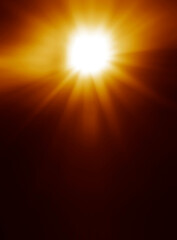 Obraz premium golden sunbeam sunlight beam sunshine sunset bright. Isolated yellow light rays animation. Shine or sun effect on black screen background. Glitter, shiny, bright, flare. orange sunrays, bokeh