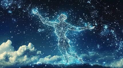 Celestial Being Embraces Starry Night Sky