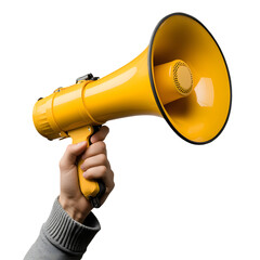 Marketing or advertisement holding a megaphone isolated on a transparent background