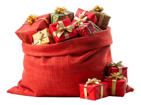 Christmas red sack full of presents cut out