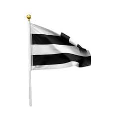 Black and White Flag Waving on Pole Dark Background