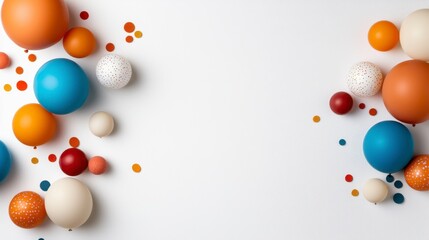 Colorful Balloons and Confetti on a White Background