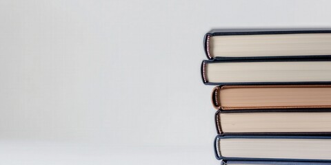 A stack of vintage books, their spines showing, against a clean white backdrop