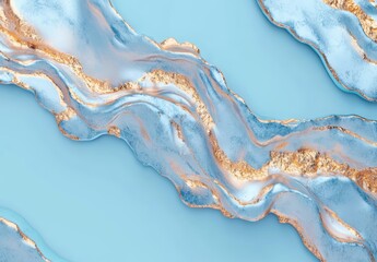 青い背景に金色のスワールを伴った美しいマーブル模様が広がる