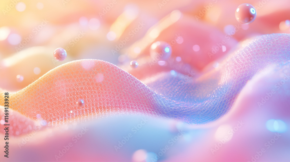 Fototapete light and vibrant holographic design with floating data points. perfect for modern presentations and