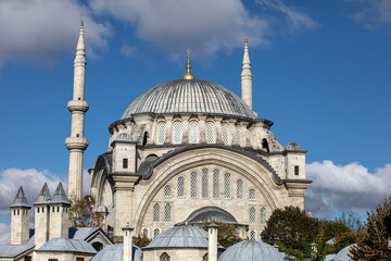 A beautiful view of the Nuruosmaniye Camii, the mosque near the Grand Bazaar in Istanbul, Turkey