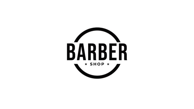 Barber pole icon,scissors,mustache,shaving and others isolated on white background.4K video motion graphic animation.
