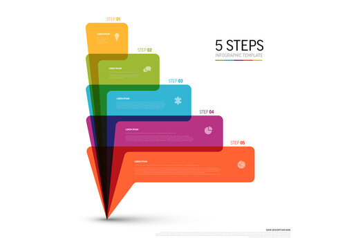 Colorful Pyramid Five Step Infographic Design template with cohesive, eye-catching visual design