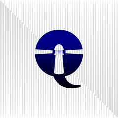 Lighthouse logo. lighthouse combined with initial letter Q logo