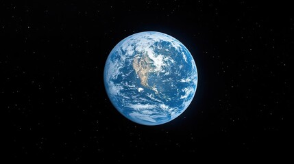 Fototapeta premium Earth seen from space showcasing its vibrant blue oceans and green continents during the daytime