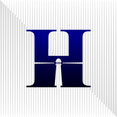 Lighthouse logo. lighthouse combined with initial letter H logo