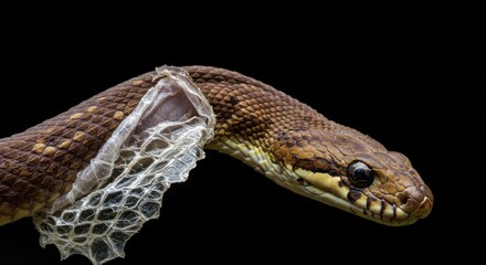 Snake Shedding Skin Displays Scaled Body