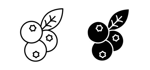 Blueberry icons in black and white colors