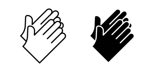 Clapping hands icons in black and white colors