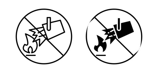 Do not extinguish with water sign vector in black and red colors