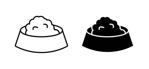 Dog feeding icons in black and white colors